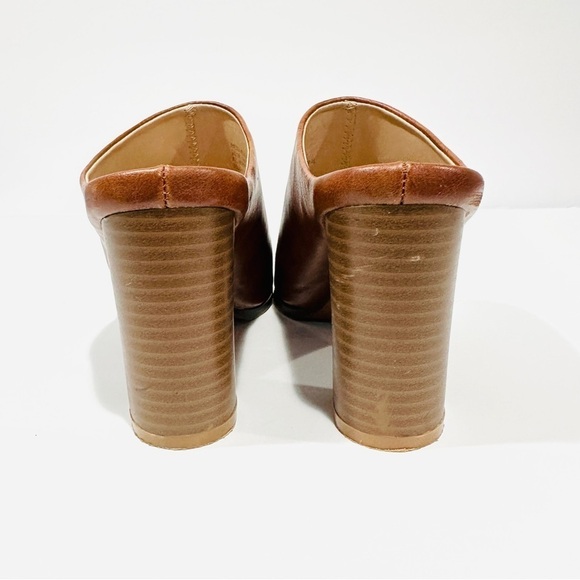 Seven 7 Cognac Brown Mexx Mules Heeled Open Toe Shoes - Picture 7 of 8